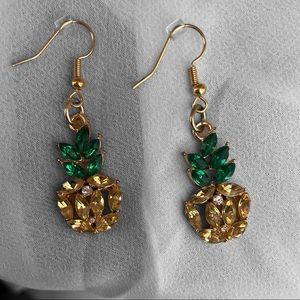 Gold and green Pineapple gemstone earrings